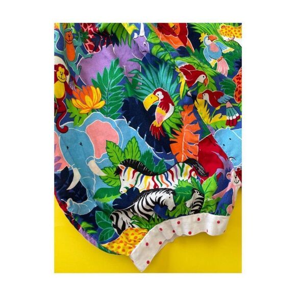80s Disney Romper Winnie The Poo Colorful Jungle Animals Print Polkadot Ruffles - Picture 3 of 8